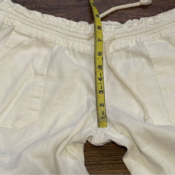 Roxy Oceanside Drawstring Pants Cotton Linen Blend White Size Large - Picture 10 of 15